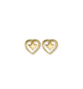Two-Tone 14KT Gold Plated Over Sterling Silver Heart Dove Earring - 3/8"