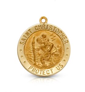 14KT Gold Marine Medal with St. Christopher on Back - 5/8"