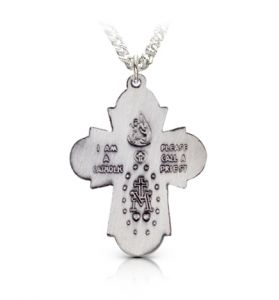 Iron with Silver Finish Five Way Medal Necklace - 1 1/4"