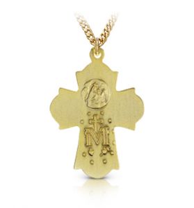 Brass Gold Finish Five Way Medal - 1"