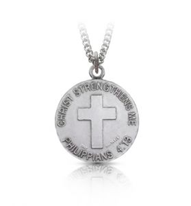 Sterling Silver Cheerleading Medal, St. Christopher on Back - 3/4"