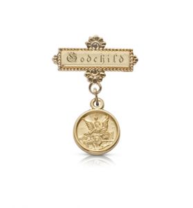 14K Gold Filled Baby Guardian Angel Bar Pin - 7/8"