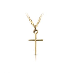 14K Gold Filled Baby Cross Necklace in a 
Stick Design - 5/8"