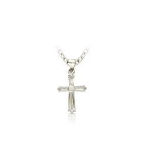 Sterling Silver August Peridot Birthstone 
Baby Cross - 3/8"