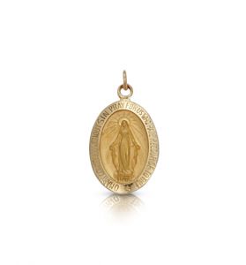 Sterling Silver Miraculous Oval Medal 
in Satin Finish - 1 1/8" 
