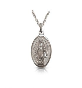 Sterling Silver Miraculous Oval Medal - 9/16"