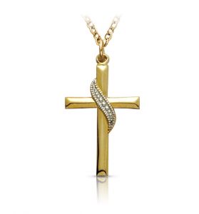 14K Gold Filled Two-Tone Sash Cross Necklace