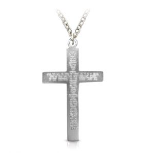 Sterling Silver Cross with Our Father Prayer on Back