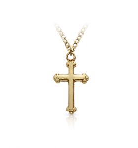 14K Gold Filled Cross Necklace 
in a Budded Ends Design