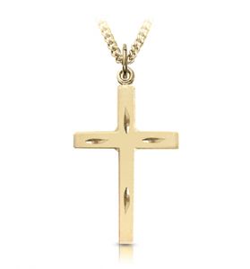 14K Gold Plated Over Sterling Silver Engraved Cross Necklace