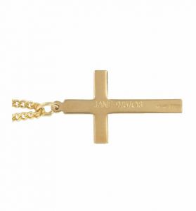18K Gold Plated Over Sterling Silver Engraved Detail Cross Necklace