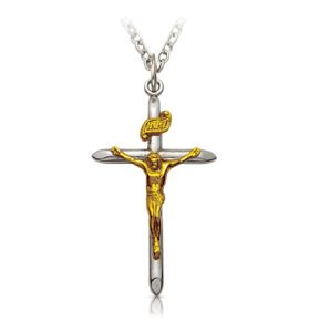 Two-Tone Sterling Silver Filigree Crucifix Necklace