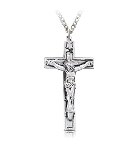 Sterling Silver Antiqued Crucifix Necklace