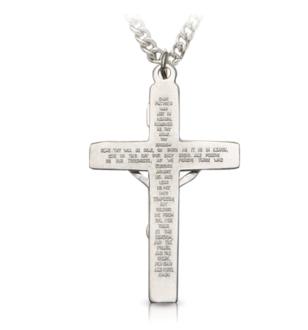 Sterling Silver Our Father Crucifix Necklace