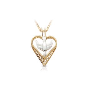 Sterling Silver Pierced Dove Necklace - 9/16"