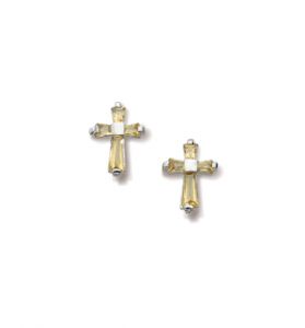 Sterling Silver Crystal November Birthstone  Cross Earrings - 3/8"