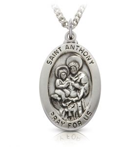 Sterling Silver Medal of St. Anthony, Patron Saint of Lost Articles - 1"