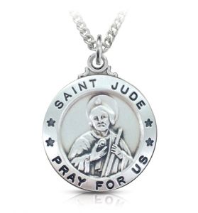 Sterling Silver Round St. Jude Medal - 1"